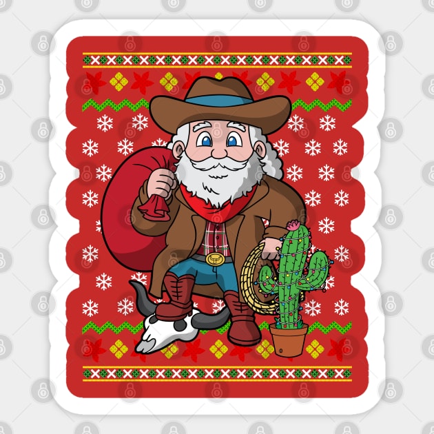 Western Cowboy Santa Claus Christmas Sticker by E